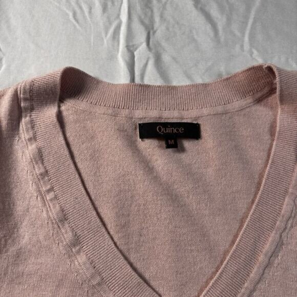 Quince Women’s Lightweight Heather Purple Cotton Cashmere V-Neck Sweater sz M - Picture 2 of 5